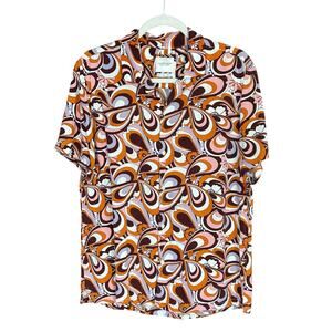 Cactus Man Ricky Singh Coastal Men Shirt Size L Boho Retro Psychedelic Button Up